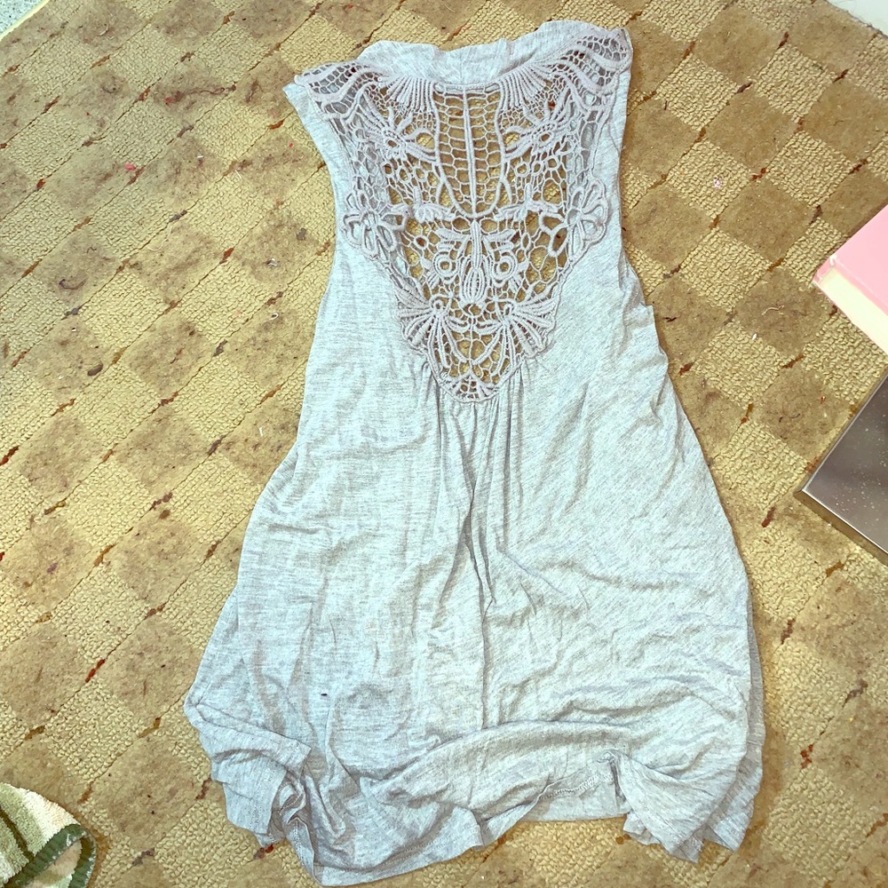 Sleeveless Soft Lace-back Cardigan-ish Top